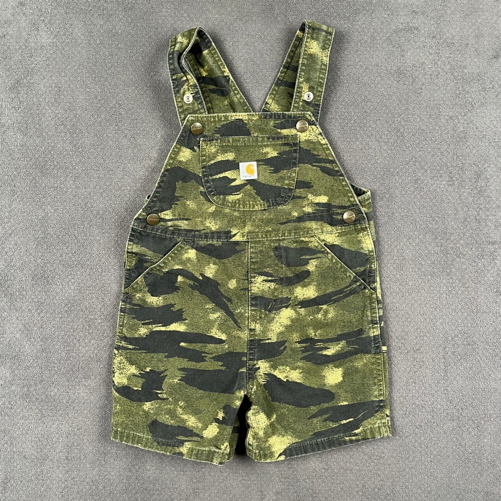 Carhartt Shortall Overalls Kids 4T Green Camo Canvas Workwear Toddler SD8793-B